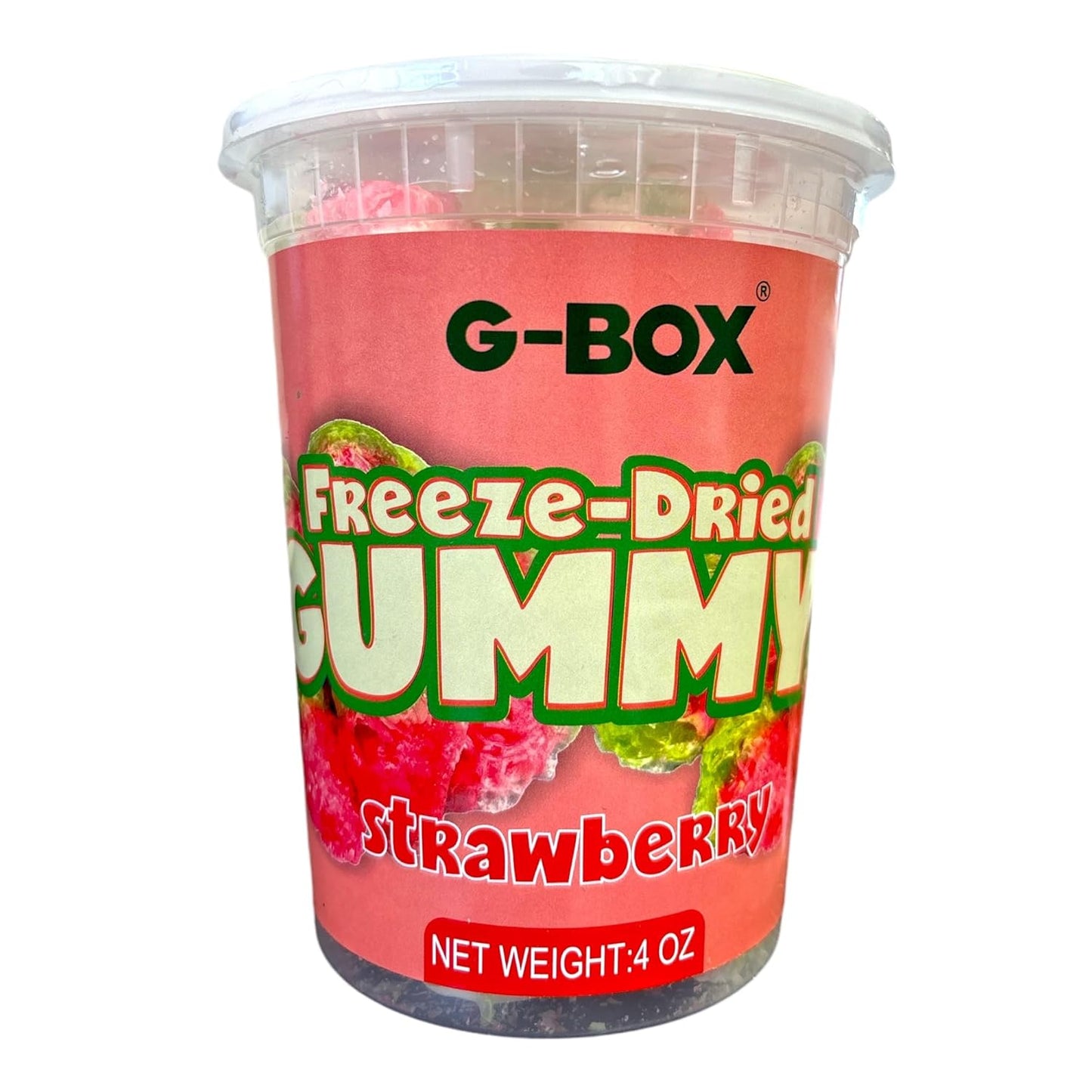 G-BOX 4 OZ Freeze Dried Strawberry Gummies, TikTok Trend Items, Freeze Dried Candy, Freeze Dried Strawberries, Air-tight Sealed in a Deli Container