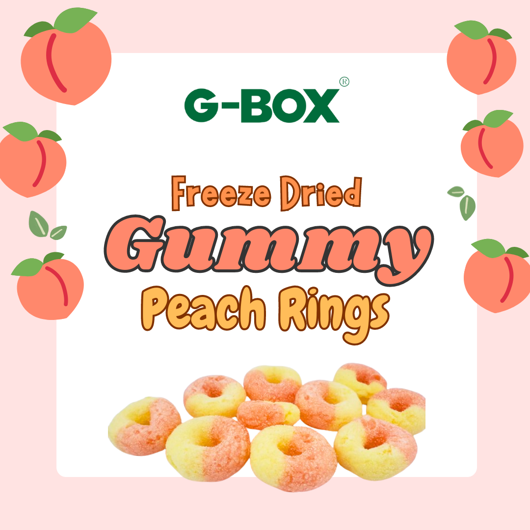 G-BOX Freeze Dried Peach Rings in Air-tight Sealed Container 3oz