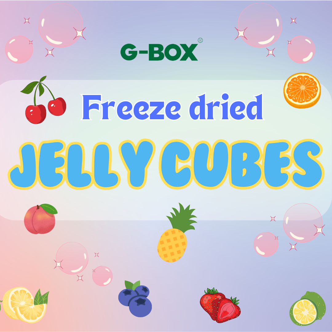 G-Box Freeze Dried Jello Cubes Pink Strawberry Flavor - USA-Made Freeze-Dried Candy