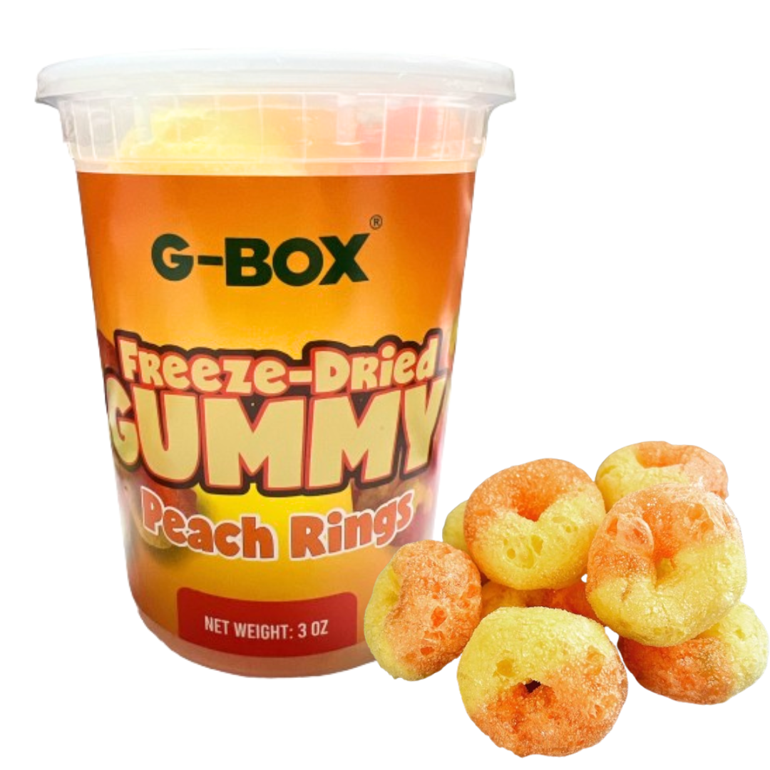 G-BOX Freeze Dried Peach Rings in Air-tight Sealed Container 3oz