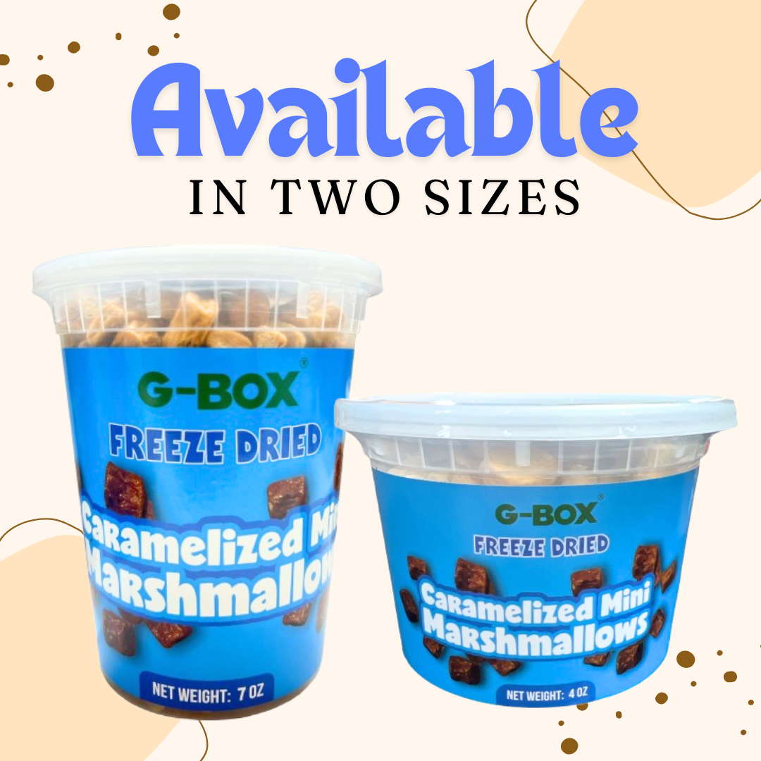 G-BOX Freeze Dried Caramelized Marshmallows Mini in Air Tight Container Freeze Dried Marshmallows Freeze Dried Candy Freeze Dried Mini Marshmallows