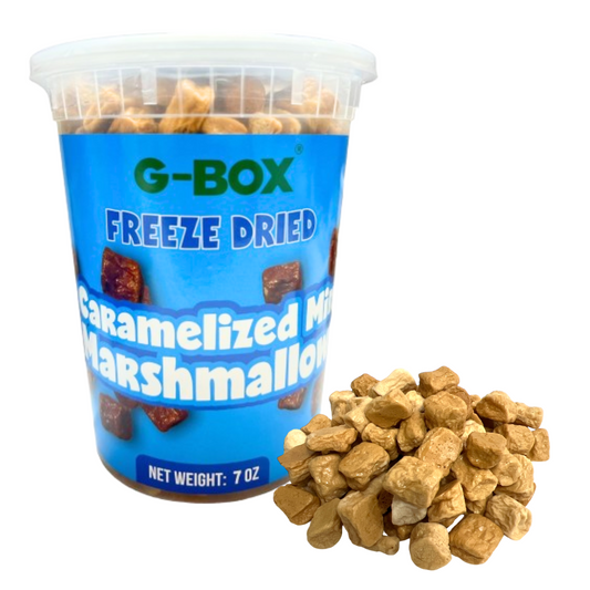 G-BOX Freeze Dried Caramelized Marshmallows Mini in Air Tight Container Freeze Dried Marshmallows Freeze Dried Candy Freeze Dried Mini Marshmallows