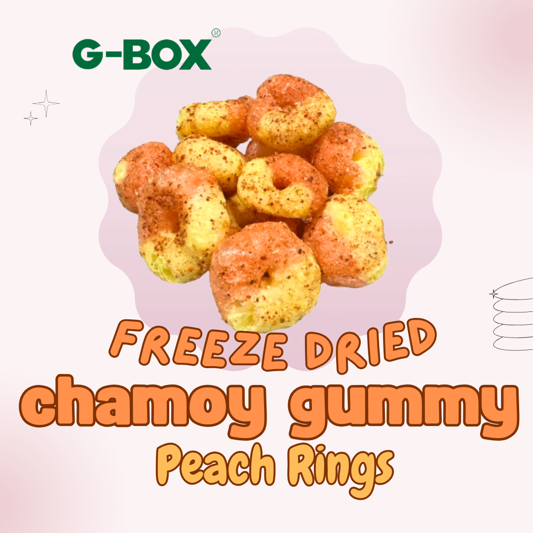 G-BOX FREEZE DRIED GUMMY PEACH RINGS (CHAMOY FLAVOR)
