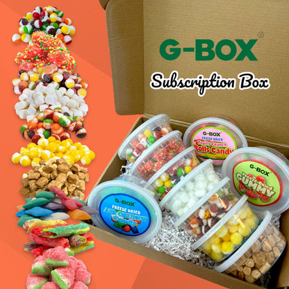 G-BOX Freeze Dried Candy Monthly Subscription Box - 10 Containers + Freebies