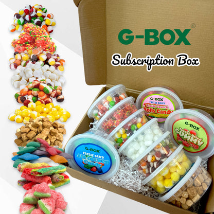 G-BOX Freeze Dried Candy Monthly Subscription Box - 10 Containers + Freebies