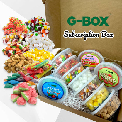 G-BOX Freeze Dried Candy Monthly Subscription Box - 10 Containers + Freebies