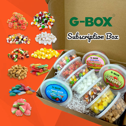 G-BOX Freeze Dried Candy Monthly Subscription Box - 10 Containers + Freebies