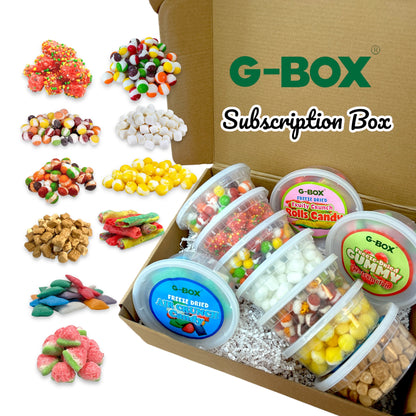 G-BOX Freeze Dried Candy Monthly Subscription Box - 10 Containers + Freebies