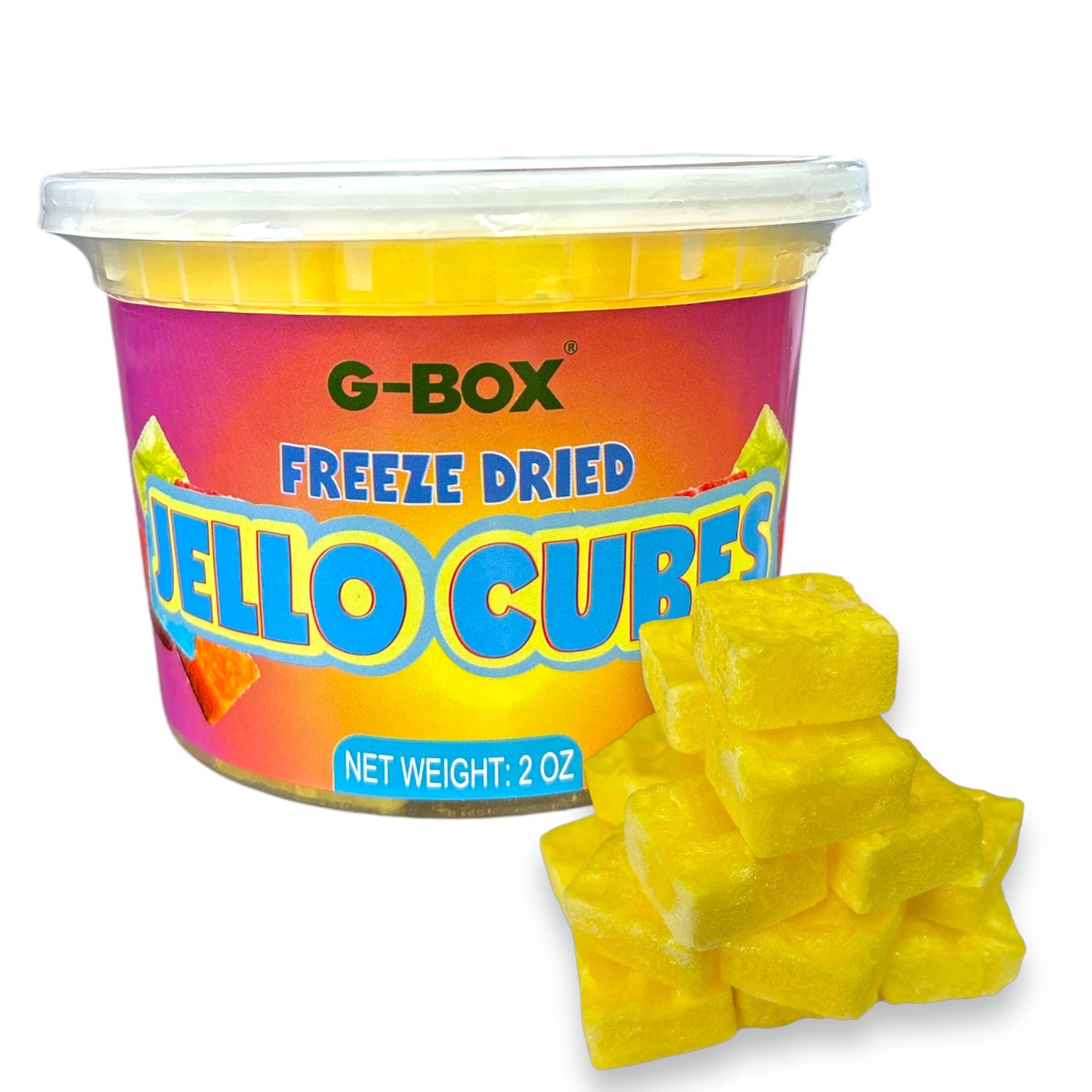 G-Box Freeze Dried Jello Cubes Lemon Flavor - USA-Made Freeze-Dried Candy