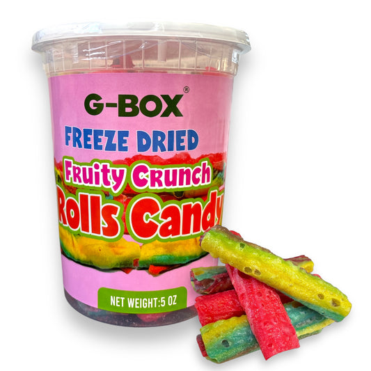 G-Box Freeze Dried Fruity Crunch Rolls Candy, TikTok Trend Items, Freeze Dried Candy, Freeze Dried Strawberries ,Delightful Crunchy Fruity Flavorful Burst, Air-tight Sealed in Container