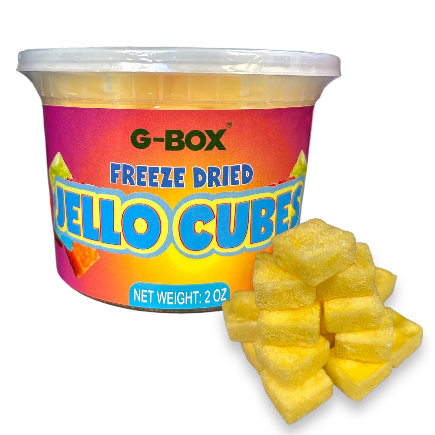 G-Box Freeze Dried Jello Cubes Pineapple Flavor - USA-Made Freeze-Dried Candy