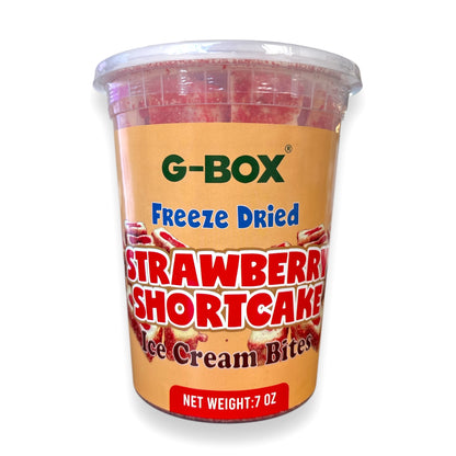 G-BOX Freeze Dried Ice Cream| Crunch Strawberry Shortcake Ice Cream Bites - Perfect for Camping, Outdoor, and Party - Air-tight Sealed in a Deli Container