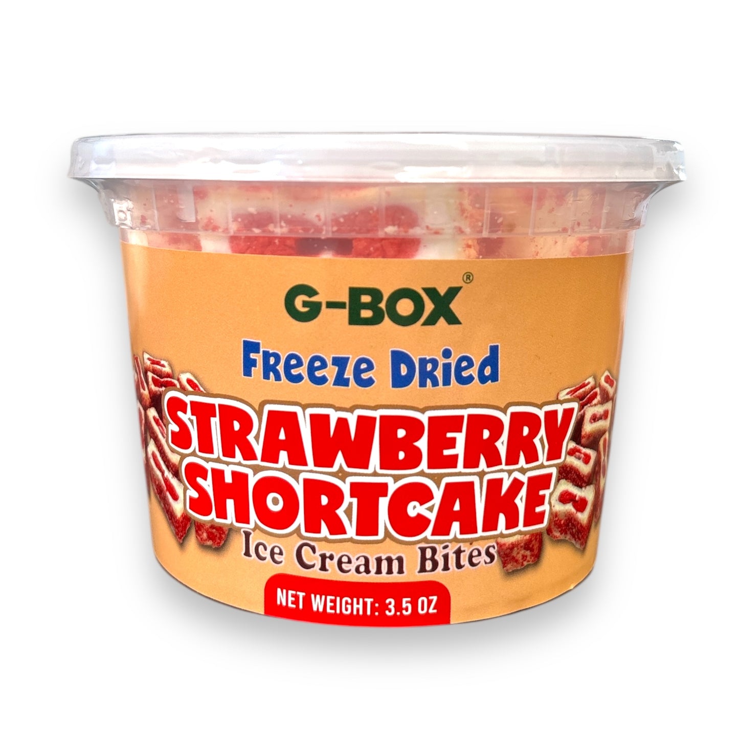 G-BOX Freeze Dried Ice Cream| Crunch Strawberry Shortcake Ice Cream Bites - Perfect for Camping, Outdoor, and Party - Air-tight Sealed in a Deli Container