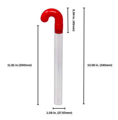 Empty Clear Plastic Holiday Candy Cane Tubes with Red Topper With Stickers