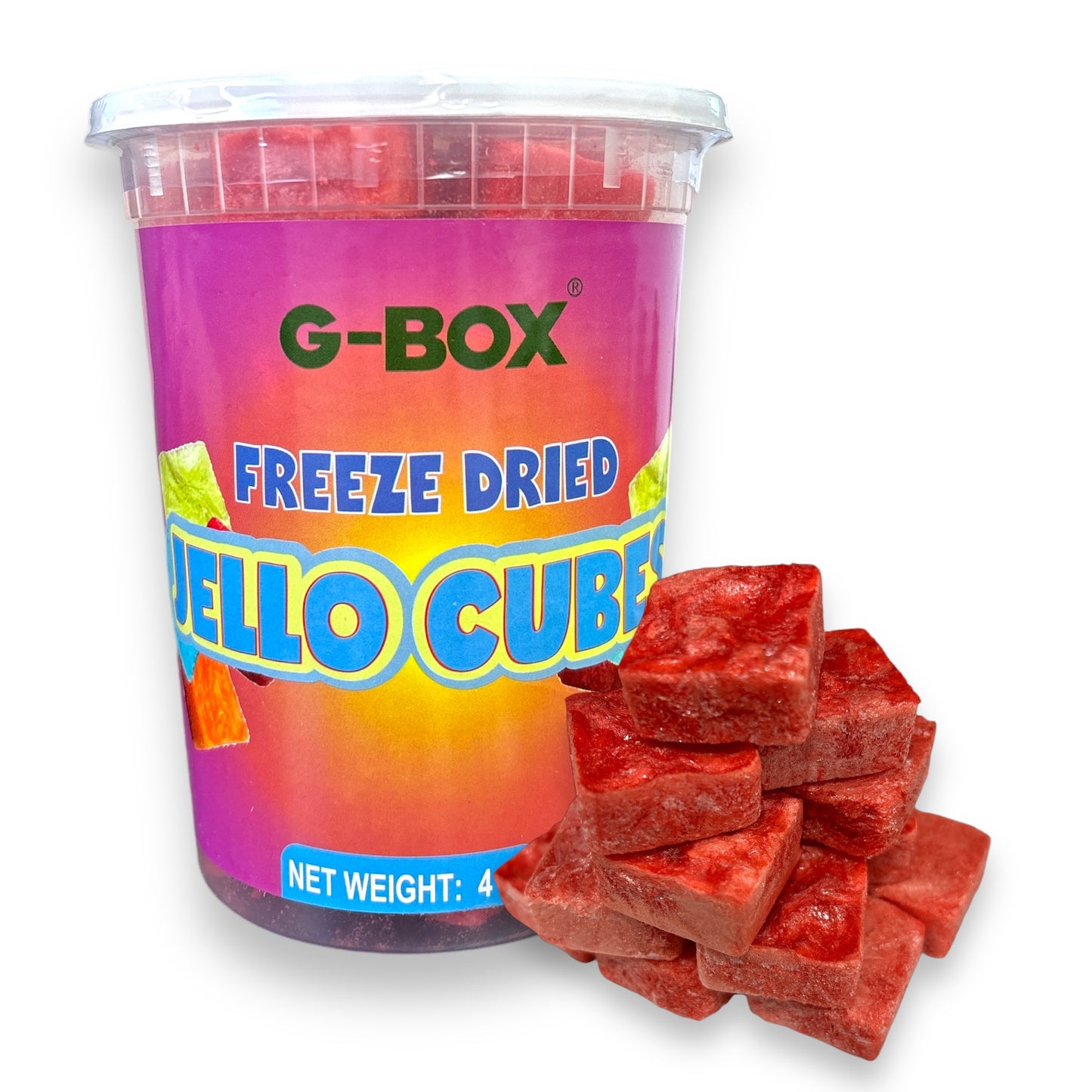 G-Box Freeze Dried Jello Cubes Cherry Flavor - USA-Made Freeze-Dried Candy