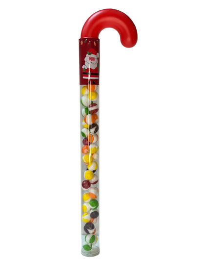 Empty Clear Plastic Holiday Candy Cane Tubes with Red Topper With Stickers