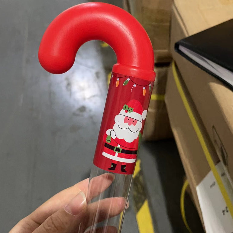 Empty Clear Plastic Holiday Candy Cane Tubes with Red Topper With Stickers
