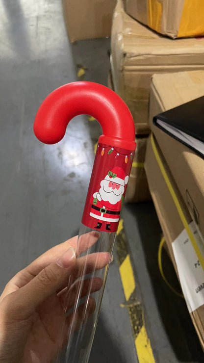 Empty Clear Plastic Holiday Candy Cane Tubes With Red Topper